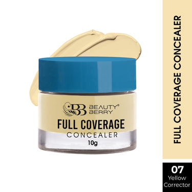 Beauty Berry Full Coverage Concealer, Easy to Blend, Ultra Lightweight & Long Lasting Concealer | Creamy Texture, Highly Pigmented, Waterproof Concealer for Face Makeup (YELLOW CORRECTOR-07, 1)